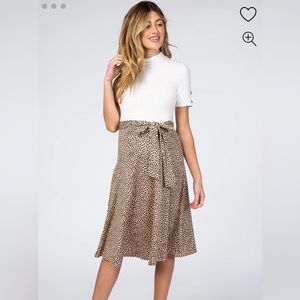 Ivory Animal Print Colorblock Maternity Dress